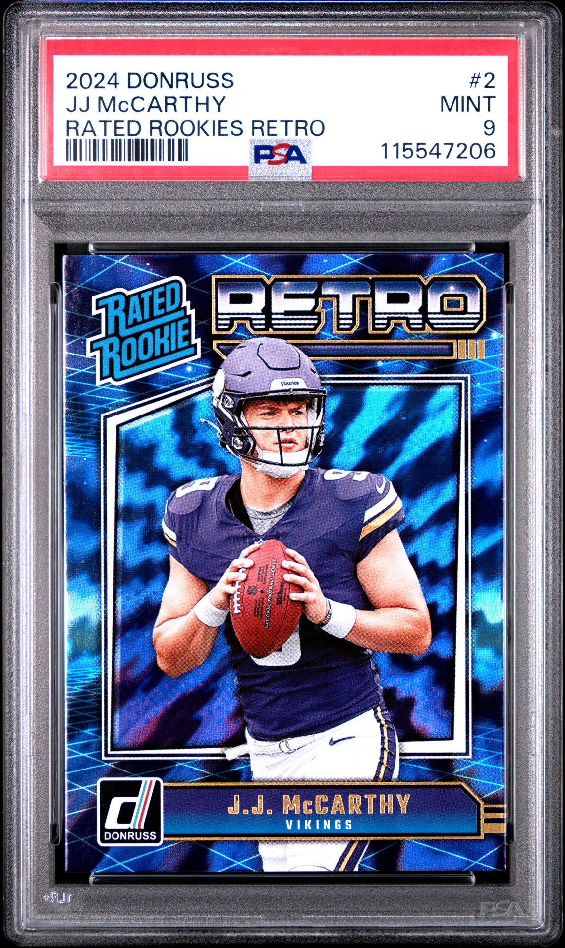 2024 Panini Donruss Rated Rookies Retro Jj Mccarthy #2 Mint 9 front