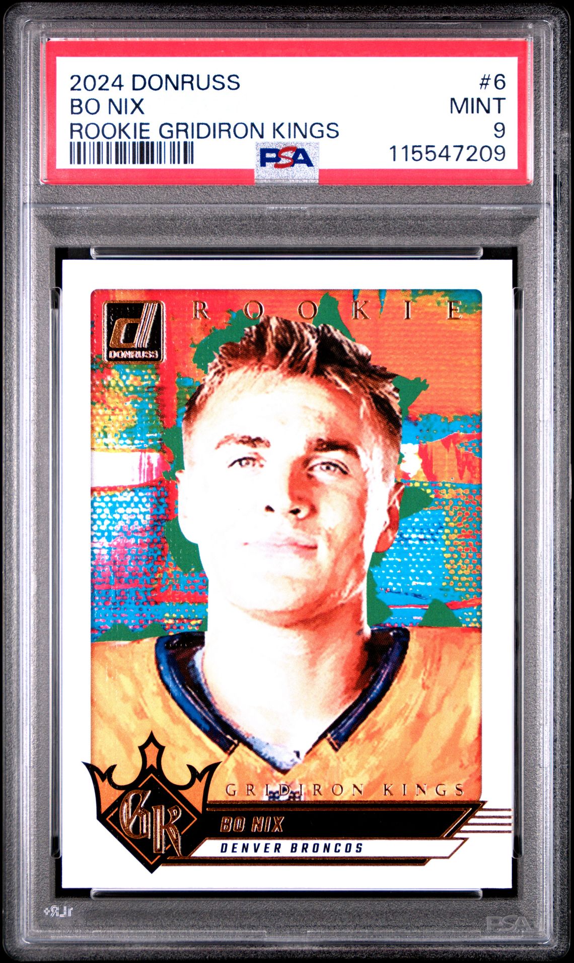 2024 Panini Donruss Rookie Gridiron Kings Bo Nix #6 Mint 9 front