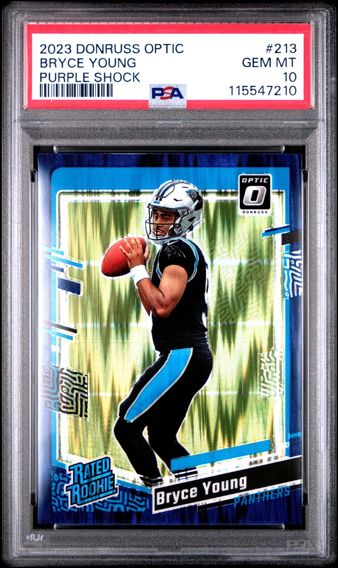 2023 Panini Donruss Optic Bryce Young #213 (Purple Shock) Gem Mt 10 front
