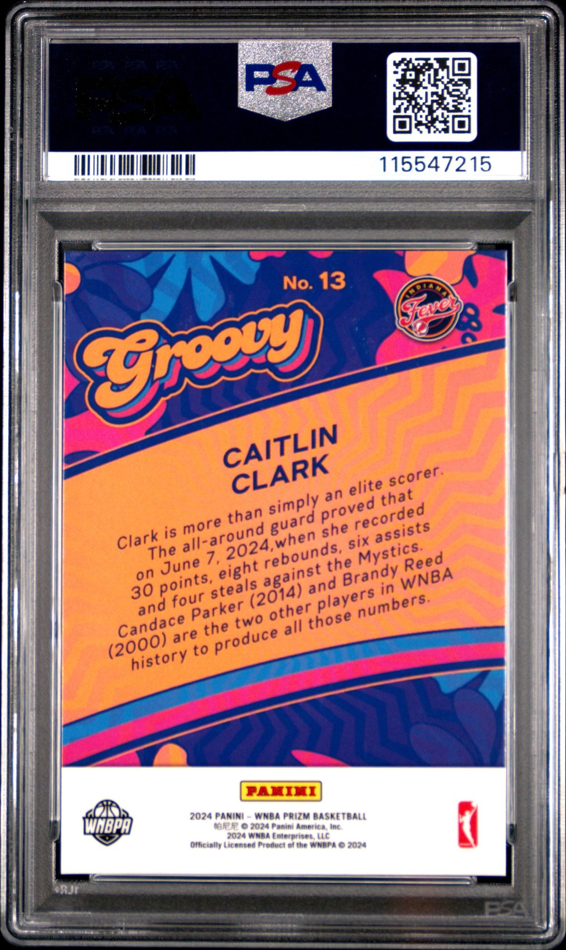 2024 Panini Prizm Wnba Groovy Caitlin Clark #13 Mint 9 back