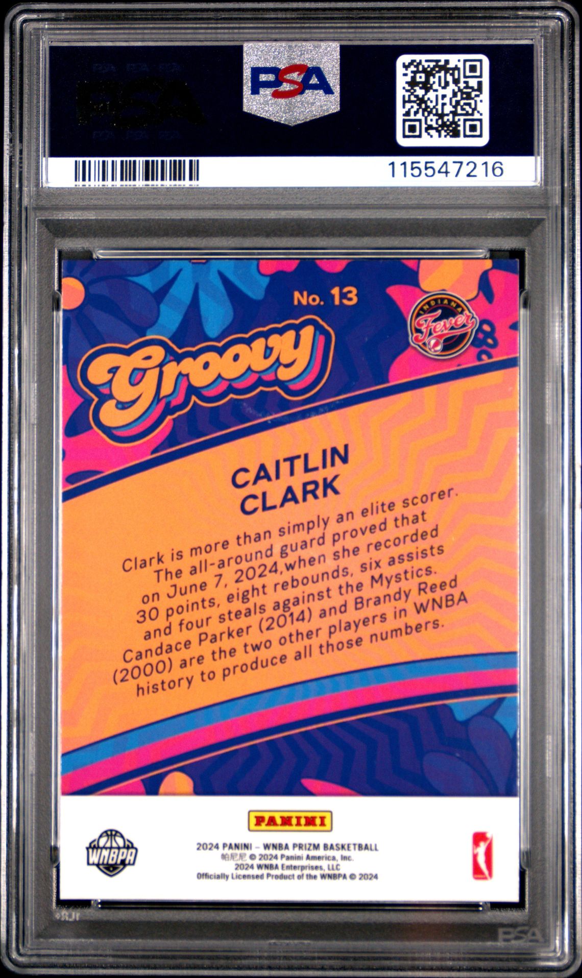 2024 Panini Prizm Wnba Groovy Caitlin Clark #13 Mint 9 back
