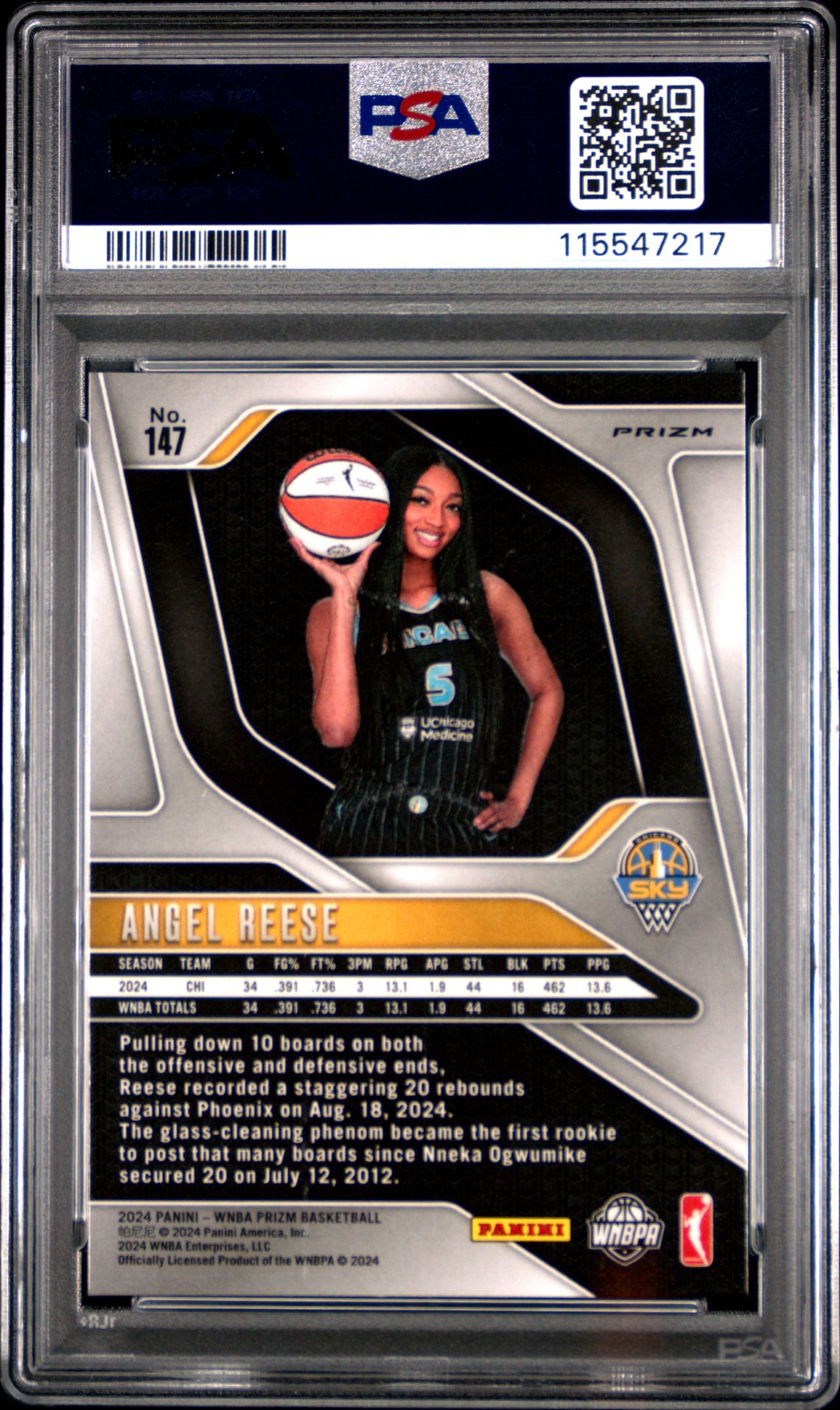 2024 Panini Prizm Wnba Angel Reese #147 (Ice) Nm-Mt 8 back