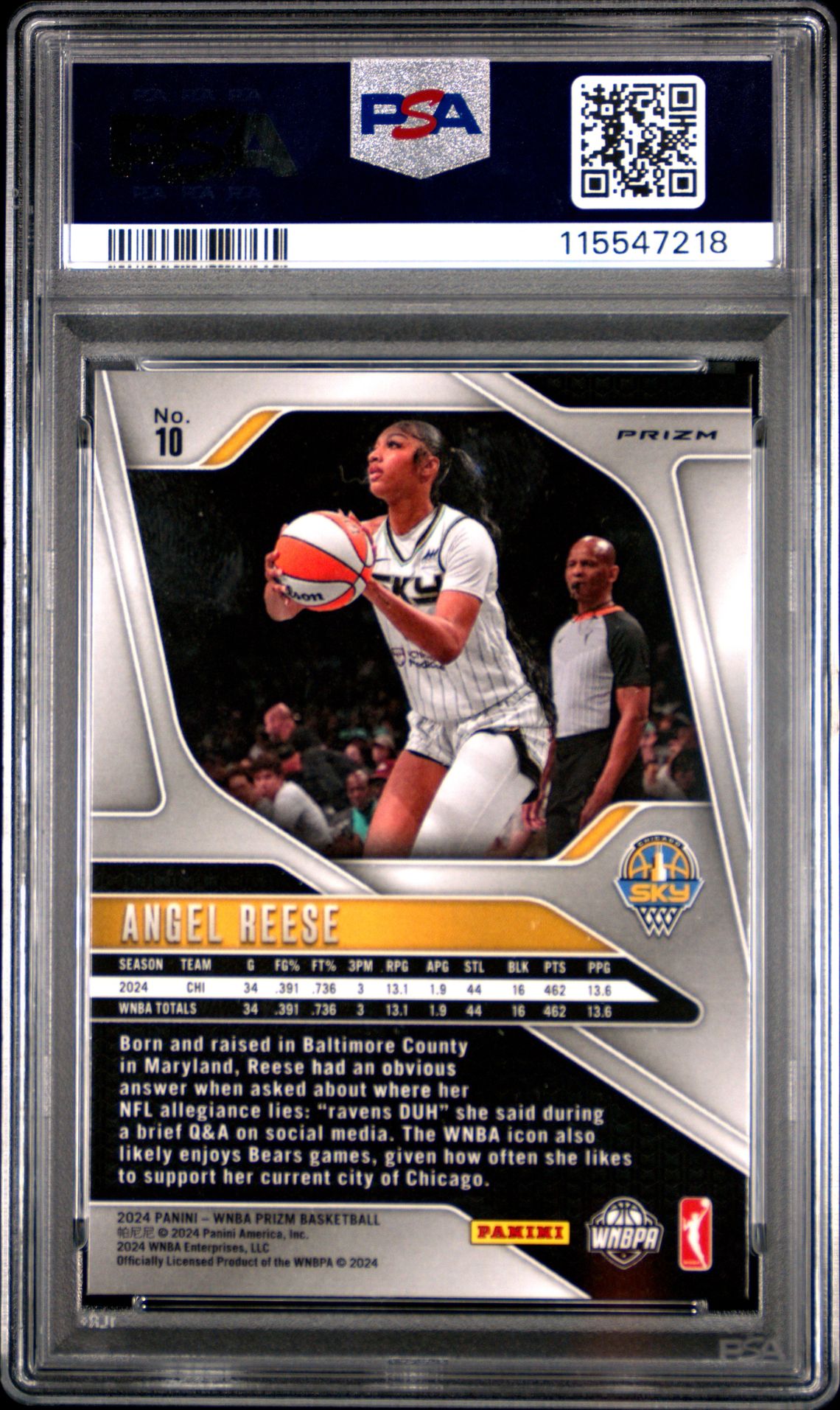 2024 Panini Prizm Wnba Angel Reese #10 (Ice) Mint 9 back