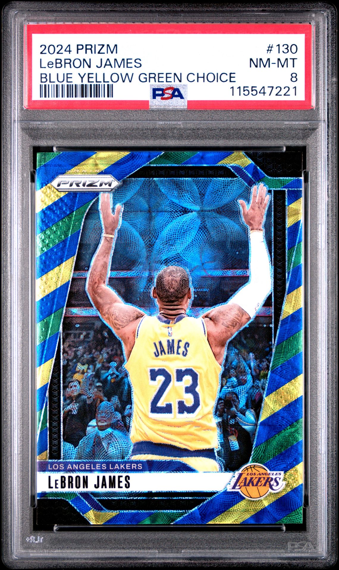2024 Panini Prizm Lebron James #130 (Blue Yellow Green Choice) Nm-Mt 8 front