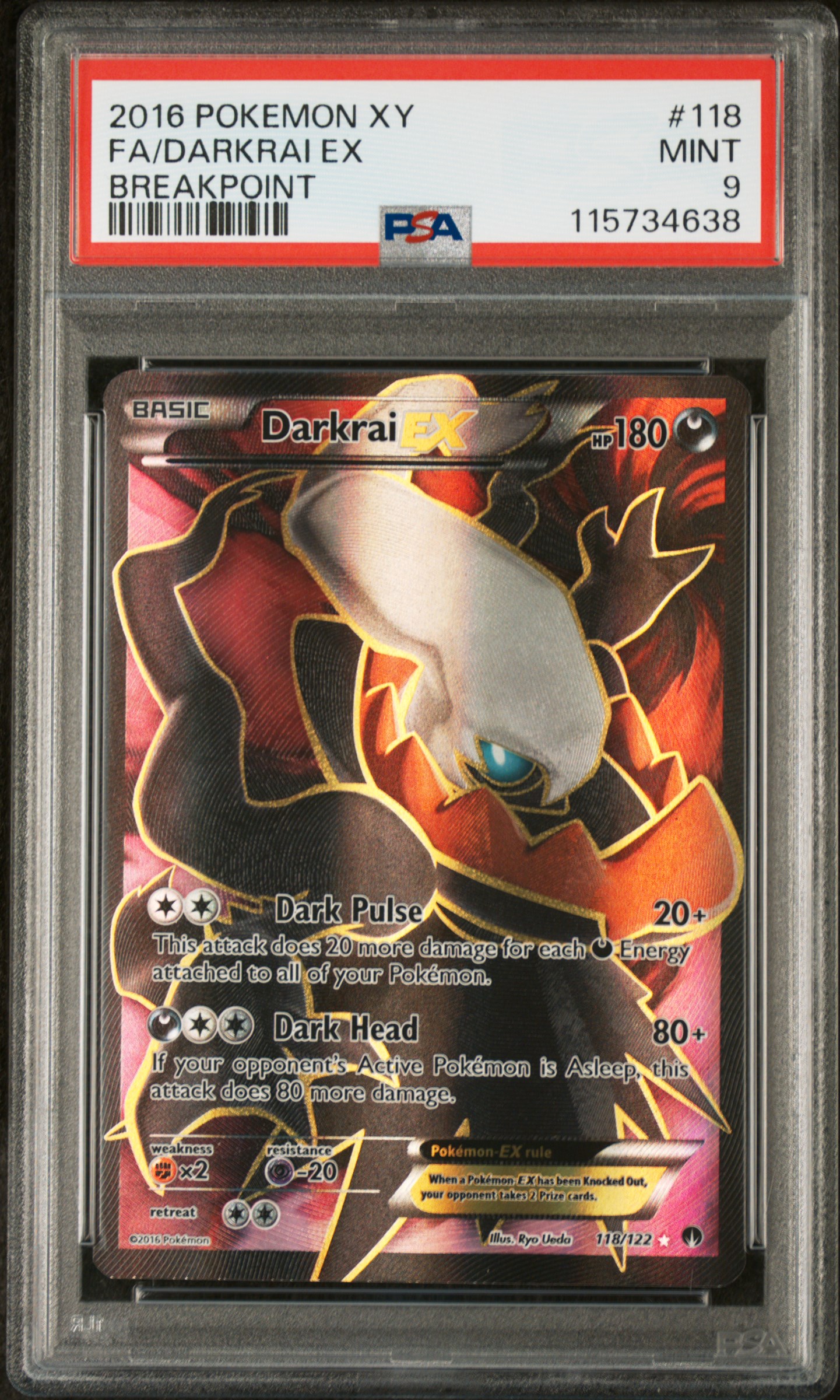 2016 #118 Full Art/Darkrai EX PSA 9 XY Breakpoint