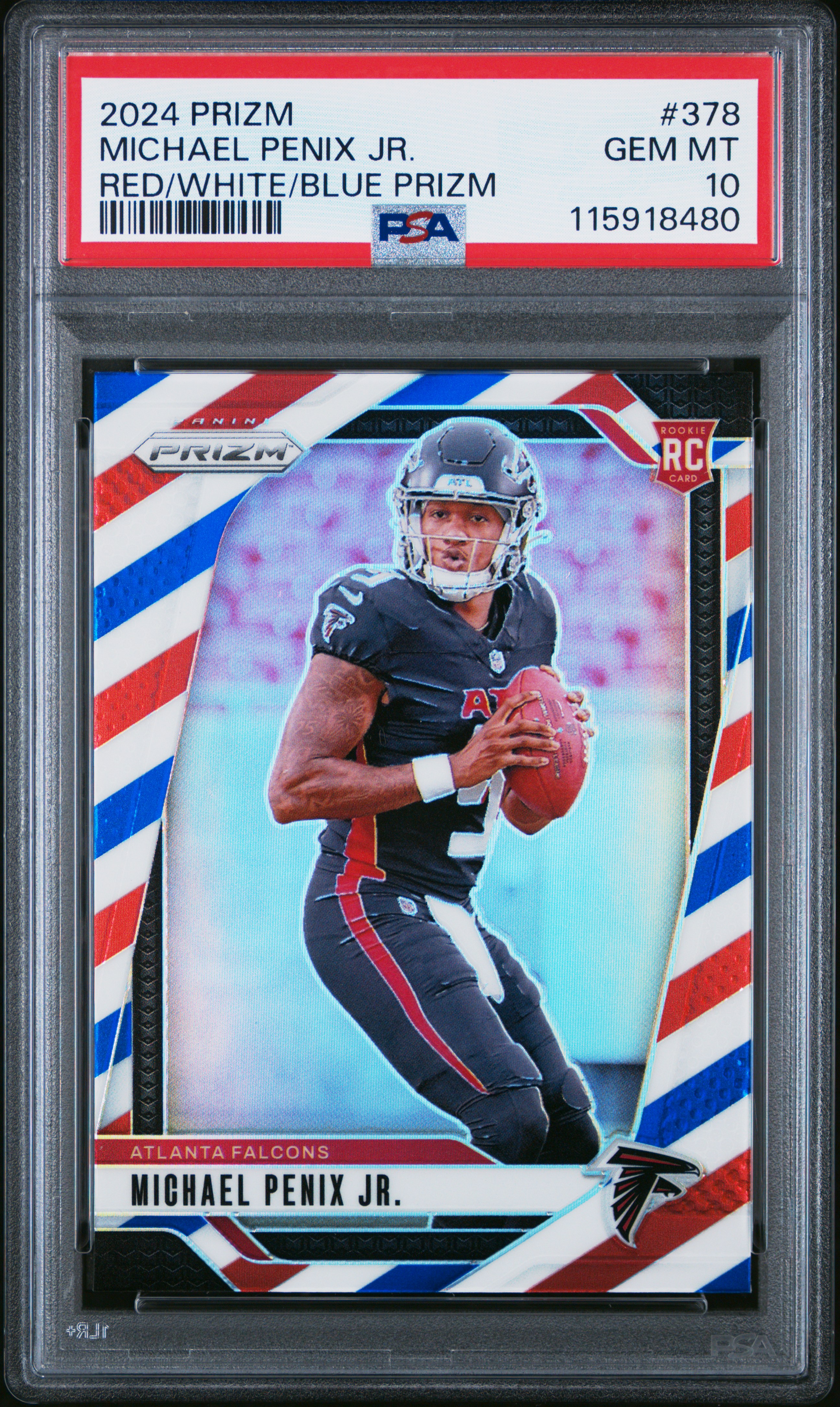 2024 PANINI PRIZM RED/WHITE/BLUE PRIZM #378 MICHAEL PENIX JR. PSA 10