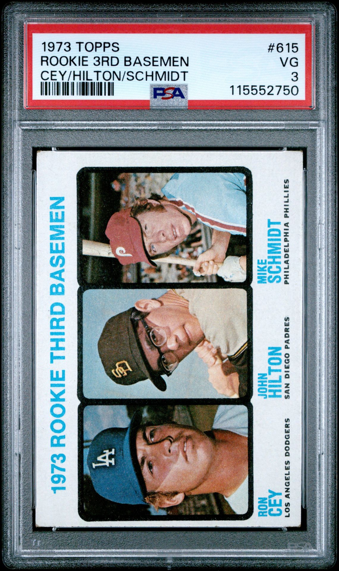 1973 Topps Rookie 3Rd Basemen #615 (Cey/Hilton/Schmidt) Vg 3 front