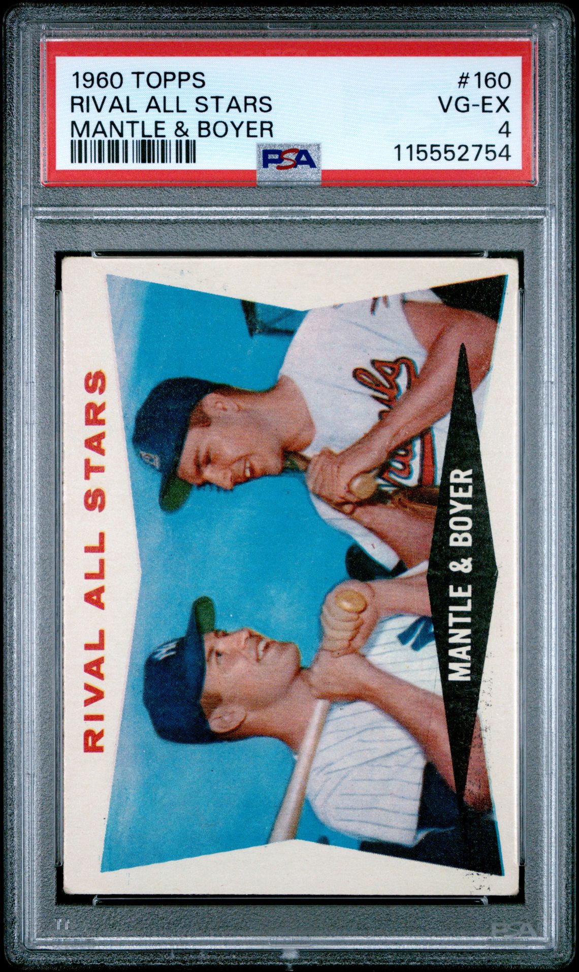 1960 Topps Rival All Stars #160 (Mantle & Boyer) Vg-Ex 4 front