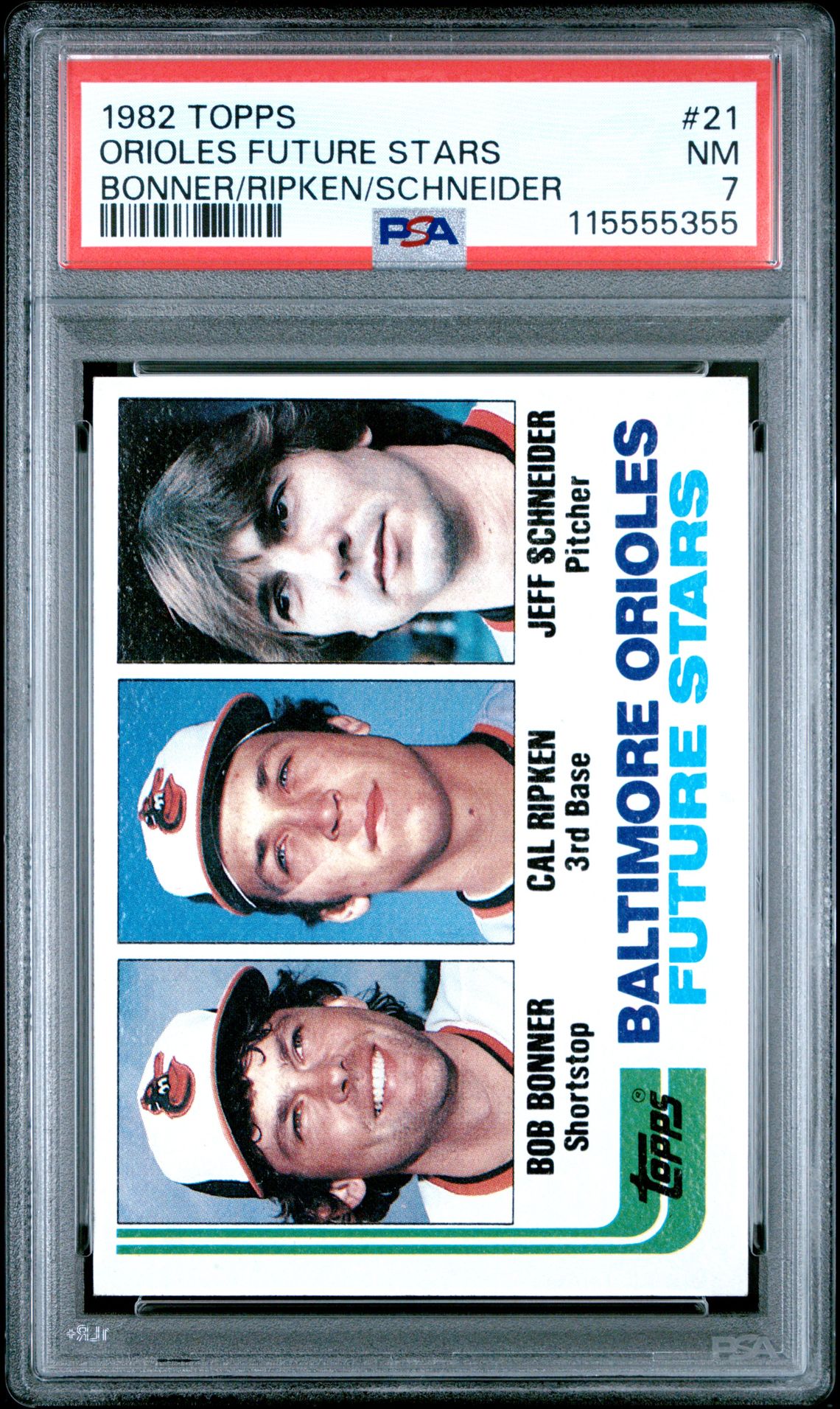 1982 Topps Orioles Future Stars #21 (Bonner/Ripken/Schneider) Nm 7 front
