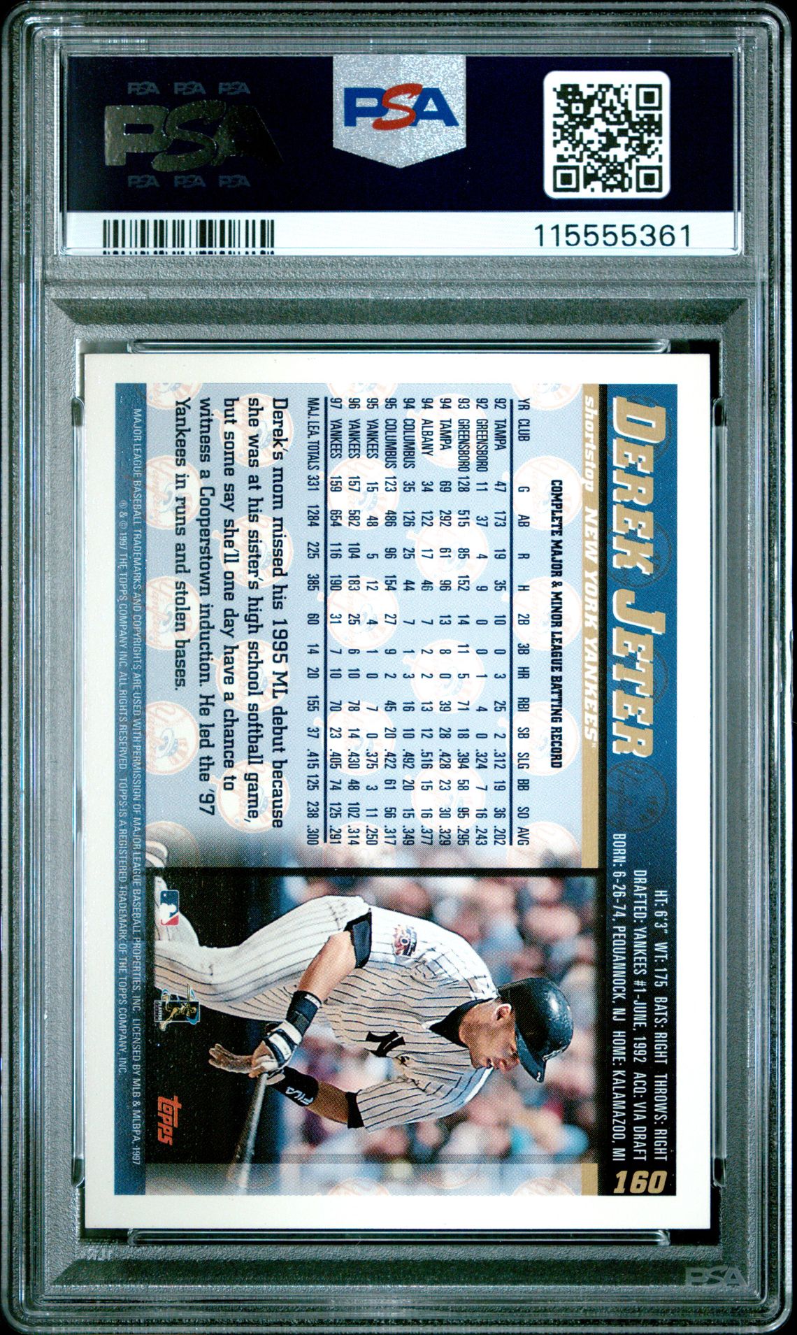 1998 Topps Derek Jeter #160 Mint 9 back
