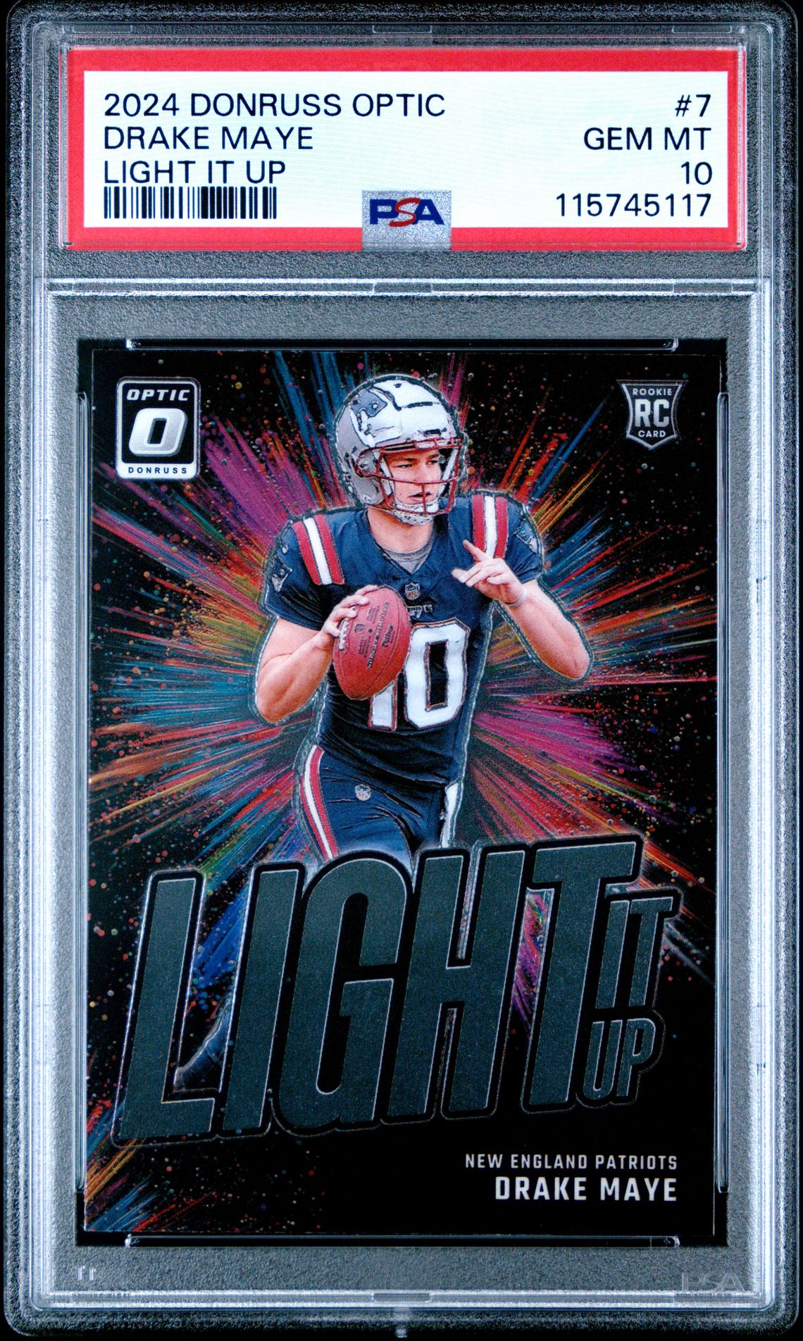 2024 Panini Donruss Optic Light It Up Drake Maye #7 Gem Mt 10 front
