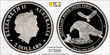 2018-P $2 Wedge-Tailed Eagle Piedfort PR70DCAM