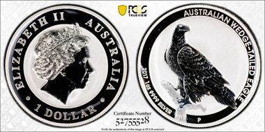 2017-P $1 Wedge Tailed Eagle High Relief MS70