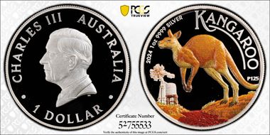 2024-P125 $1 Kangaroo 1oz Ag HR Colorized PR70DCAM