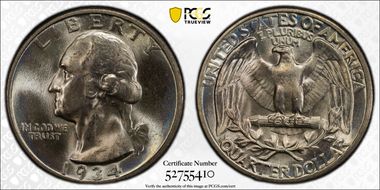 1934 25C Heavy Motto MS66