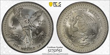 1991-Mo Onza Libertad Ag T2 - PLaTA PuRA MS68