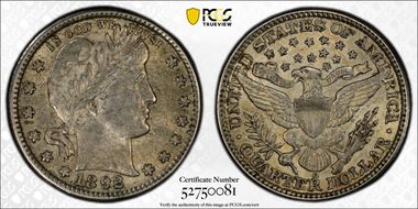 1892-O 25C AU58