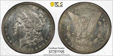 1878-S $1 VAM 27, Long Arrow Shaft AU58