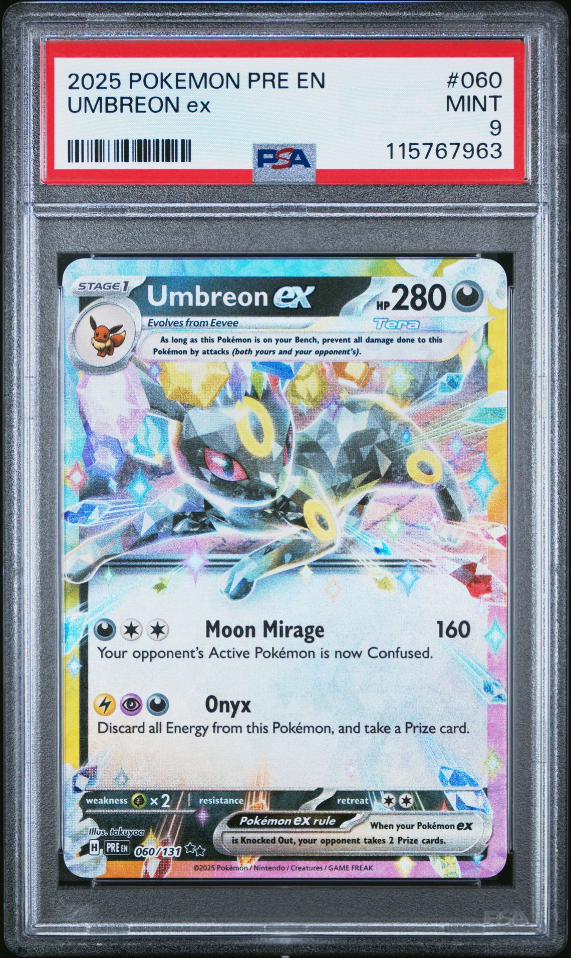 2025 Pokemon Pre En-Prismatic Evolutions Umbreon Ex #060 Mint 9 front
