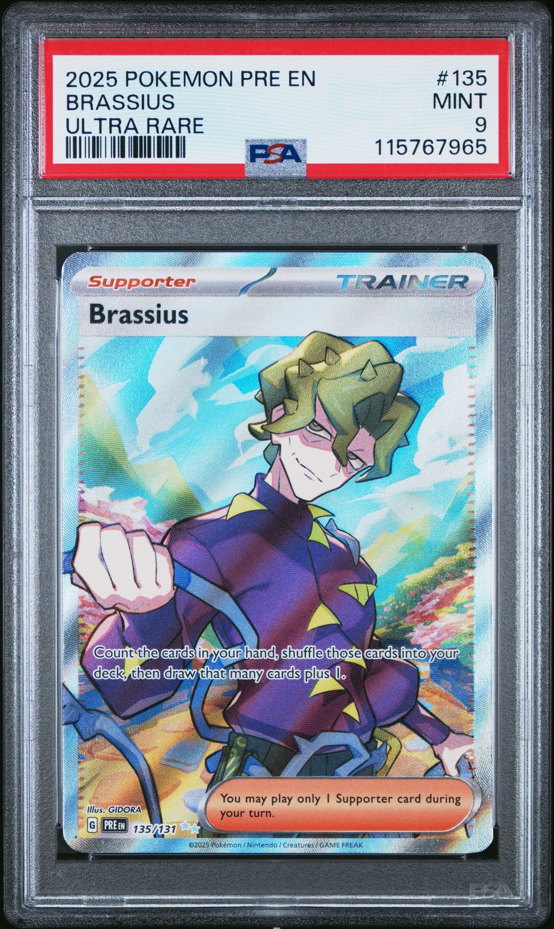 2025 Pokemon Pre En-Prismatic Evolutions Brassius #135 (Ultra Rare) Mint 9 front