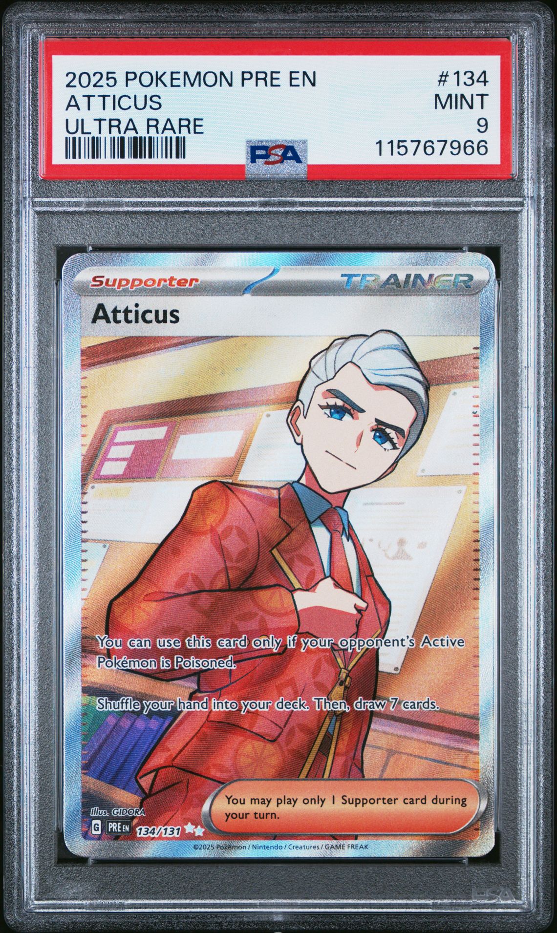 2025 Pokemon Pre En-Prismatic Evolutions Atticus #134 (Ultra Rare) Mint 9 front