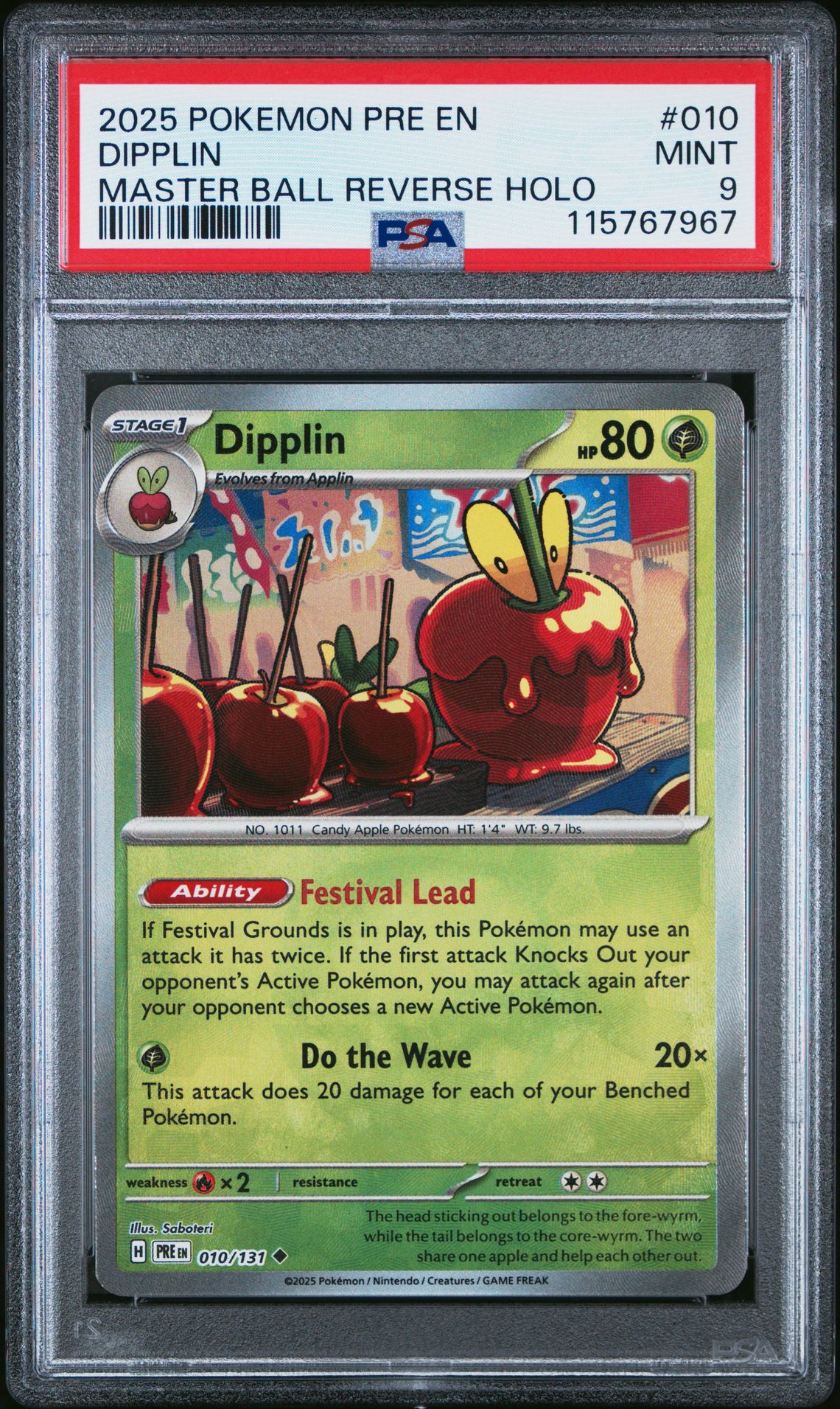 2025 Pokemon Pre En-Prismatic Evolutions Dipplin #010 (Master Ball Reverse Holo) Mint 9 front