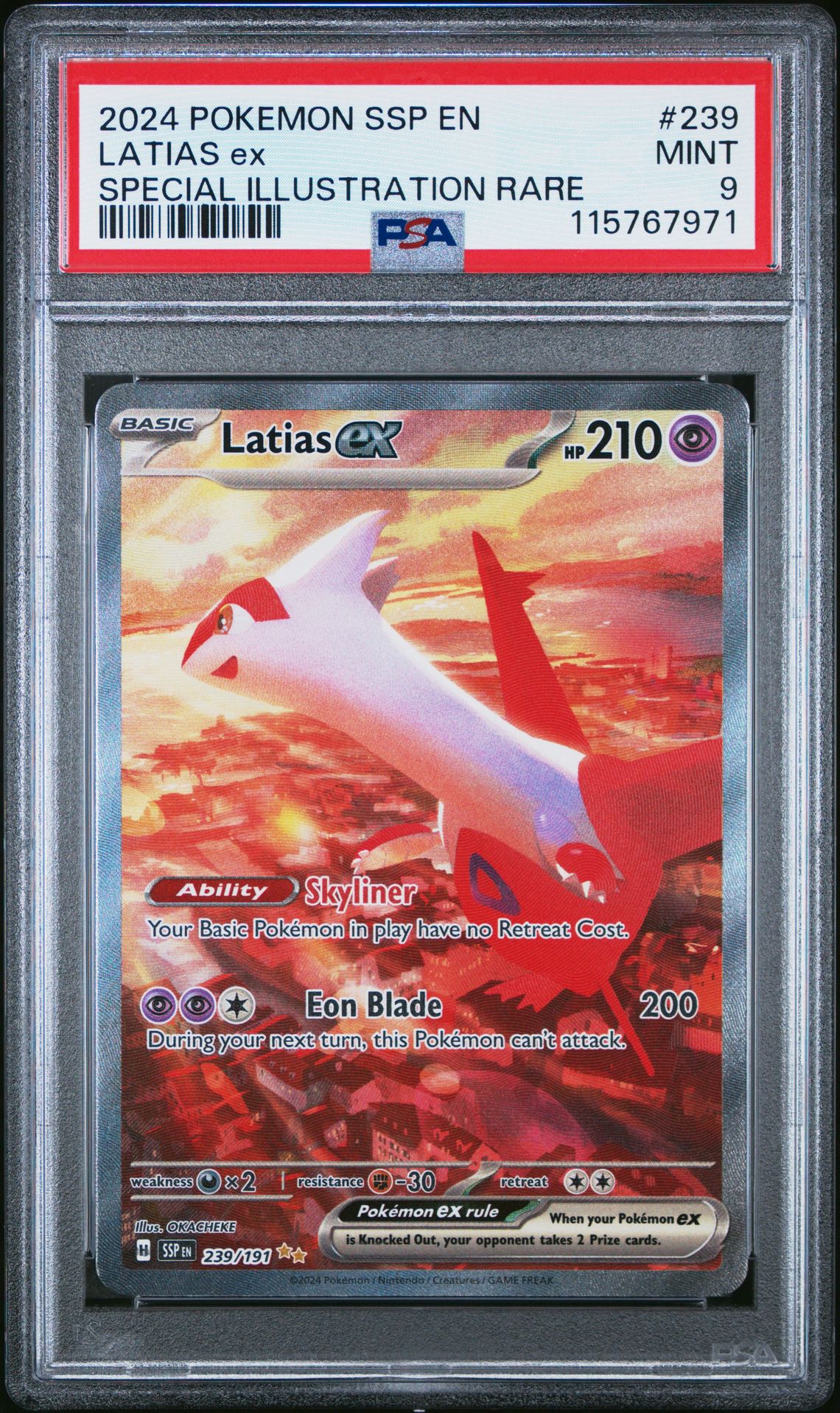 2024 Pokemon Ssp En-Surging Sparks Latias Ex #239 (Special Illustration Rare) Mint 9 front