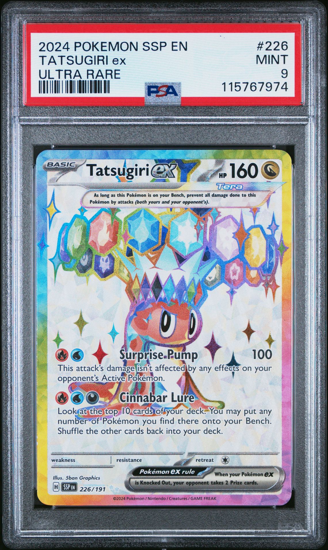 2024 Pokemon Ssp En-Surging Sparks Tatsugiri Ex #226 (Ultra Rare) Mint 9 front