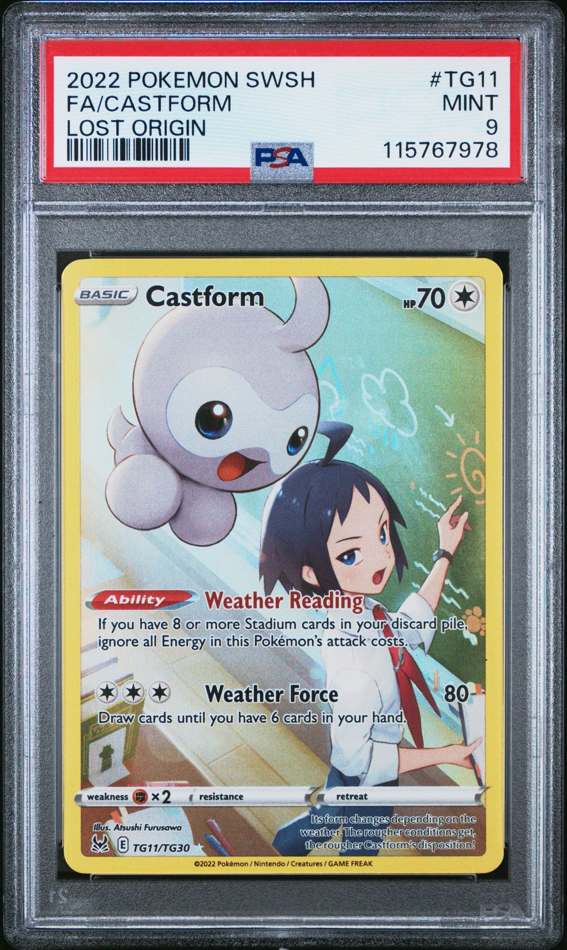 2022 Pokemon Sword & Shield Lost Origin Fa/Castform #Tg11 (Lost Origin) Mint 9 front