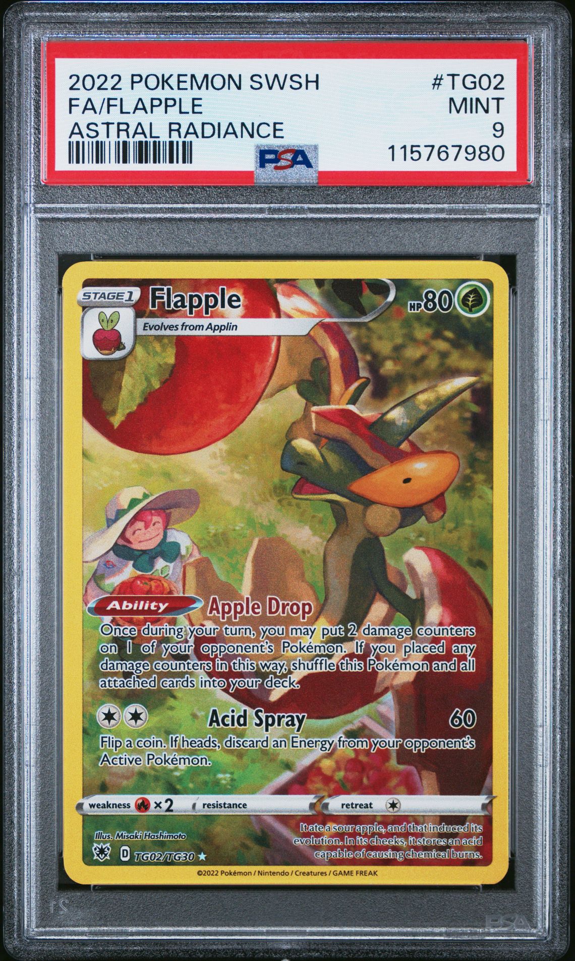 2022 Pokemon Sword & Shield Astral Radiance Fa/Flapple #Tg02 (Astral Radiance) Mint 9 front