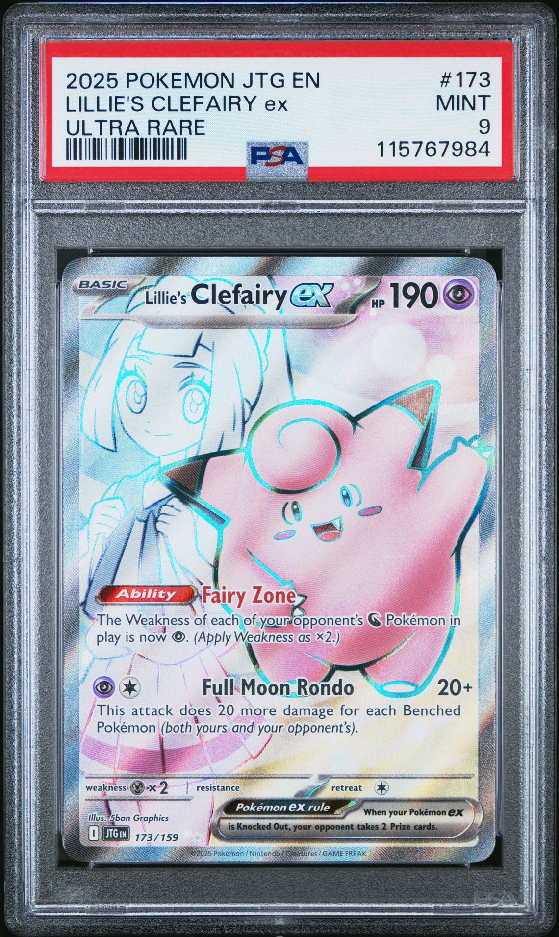 2025 Pokemon Jtg En-Journey Together Lillie's Clefairy Ex #173 (Ultra Rare) Mint 9 front
