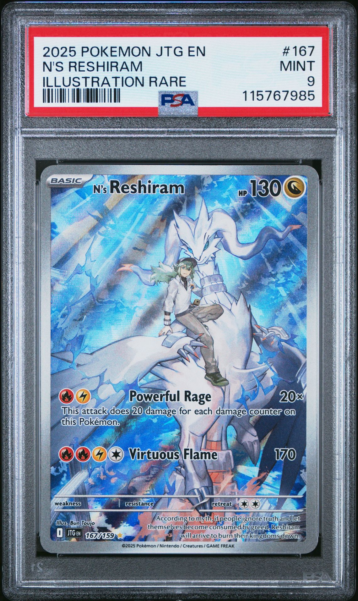 2025 Pokemon Jtg En-Journey Together N's Reshiram #167 (Illustration Rare) Mint 9 front