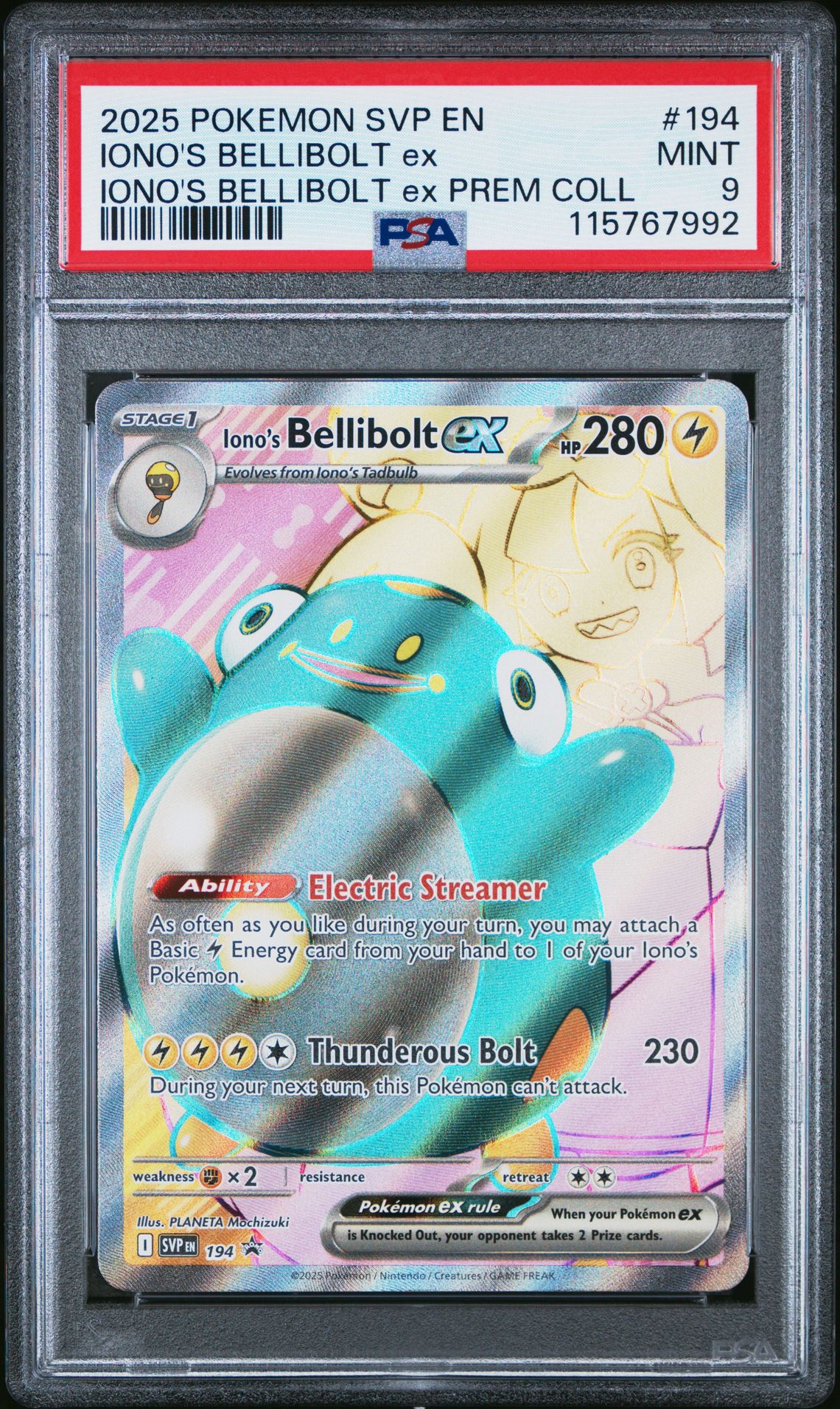 2025 Pokemon Svp En-Sv Black Star Promo Iono's Bellibolt Ex #194 (Iono's Bellibolt Ex Prem Coll) Mint 9 front
