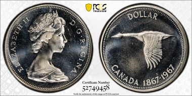 1967 S$1 Diving Goose MS64