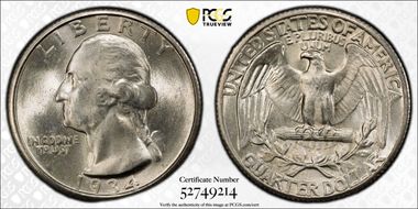 1934 25C Medium Motto MS65
