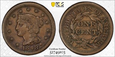 1848 1C Newcomb 8 XF40BN