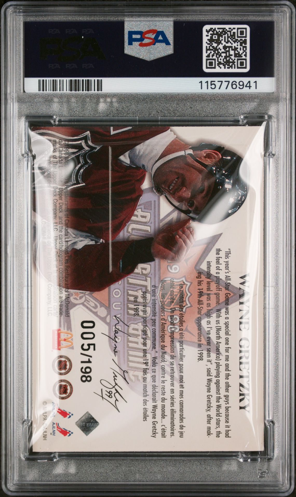 1998 Upper Deck Canadian Mcdonald's Wayne Gretzky (Game Jersey) Nm 7 back