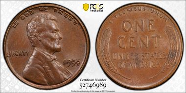 1955 1C Doubled Die Obverse MS63BN