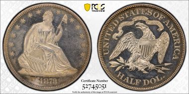 1873 50C No Arrows PR62CAM