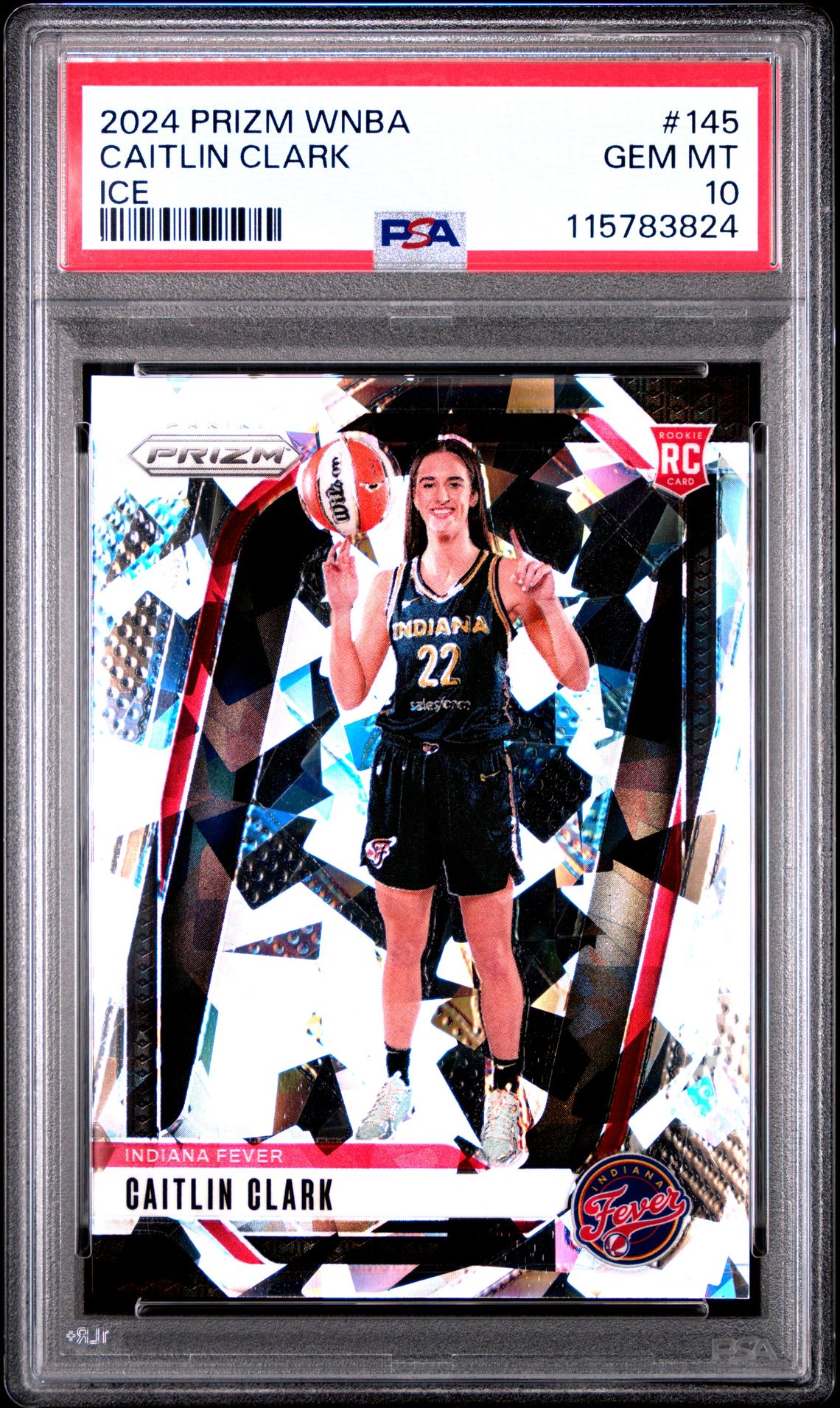 2024 Panini Prizm Wnba Caitlin Clark #145 (Ice) Gem Mt 10 front