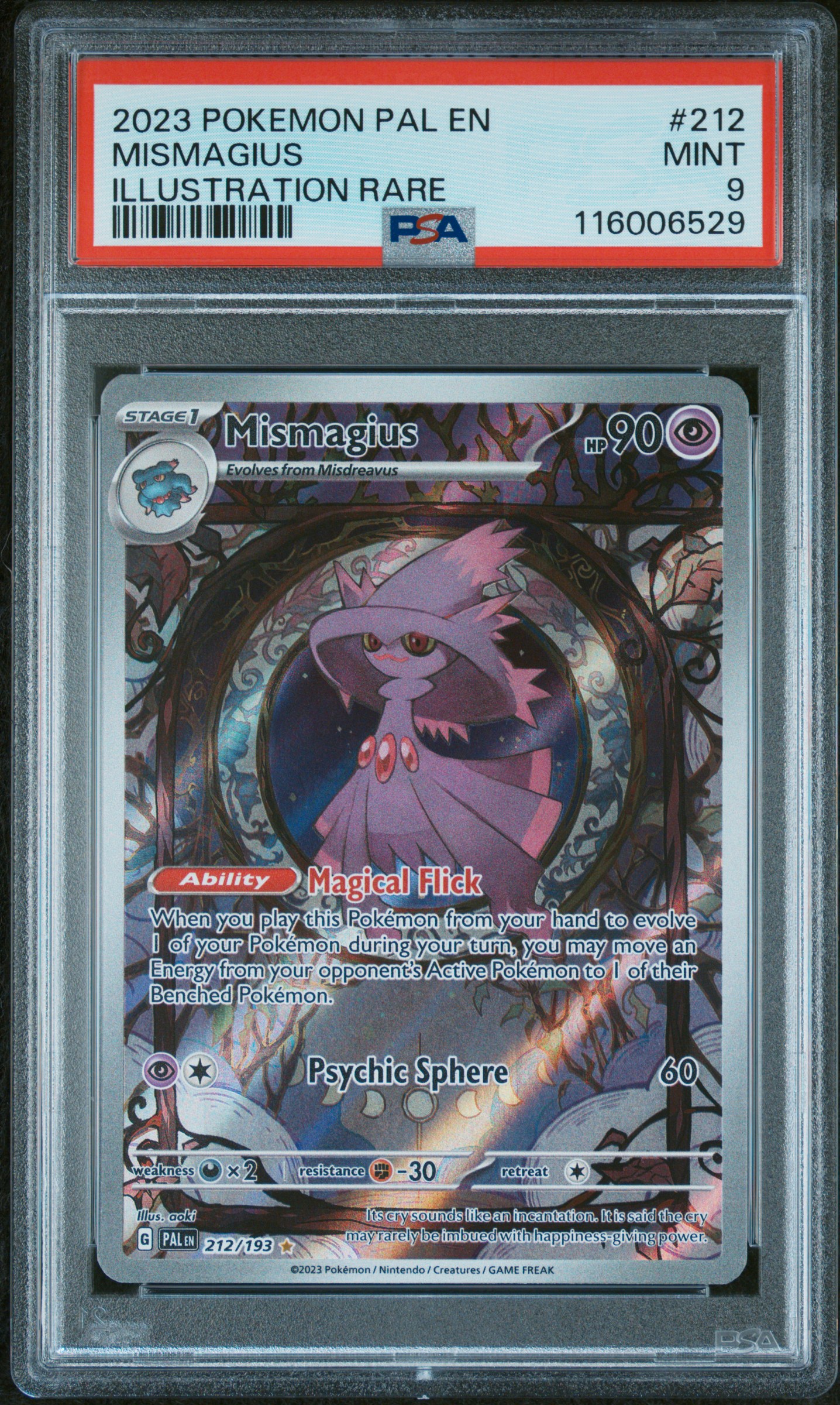 2023 #212 Mismagius PSA 9 Pal En-Paldea Evolved Pokemon