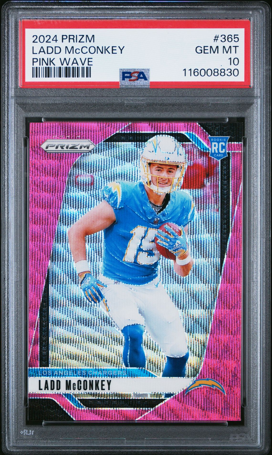 2024 Panini Prizm Ladd Mcconkey #365 (Pink Wave) Gem Mt 10 front