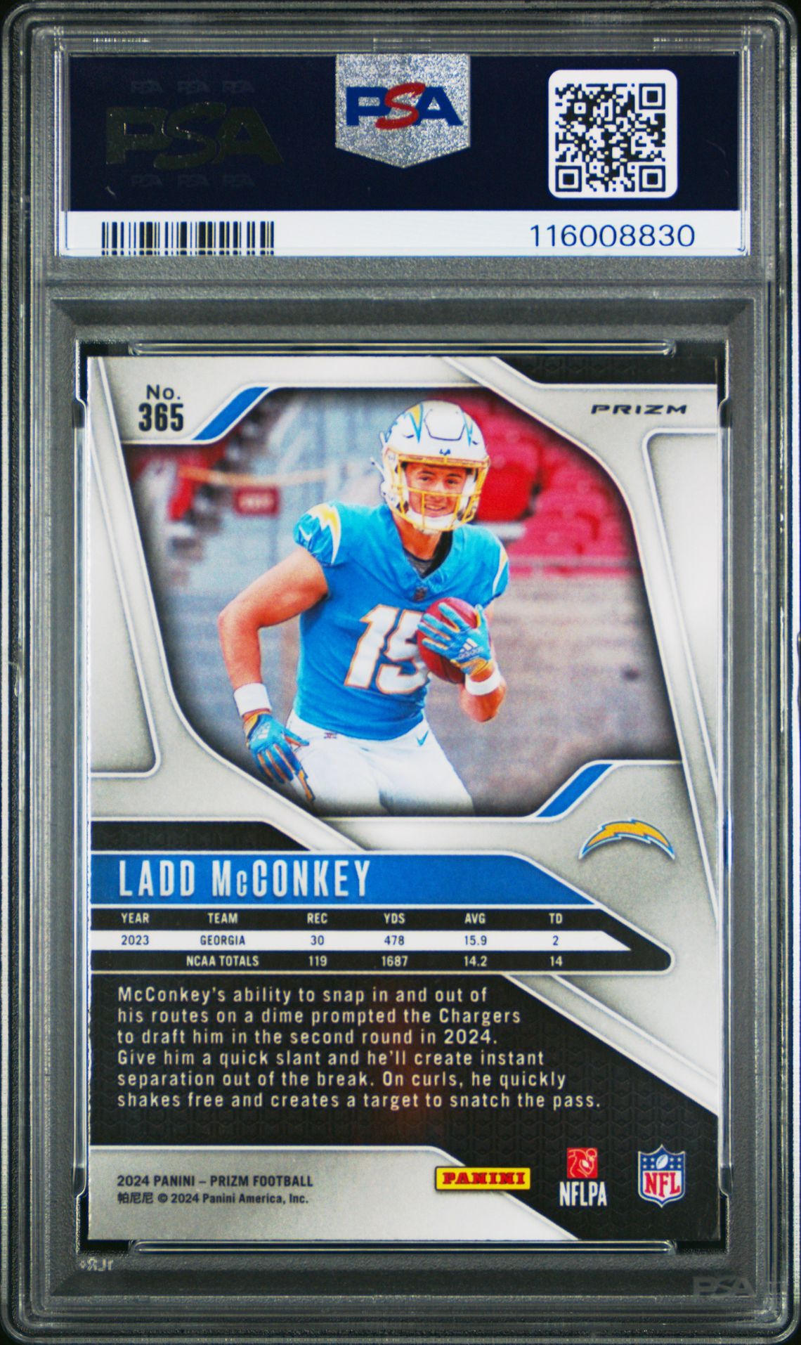2024 Panini Prizm Ladd Mcconkey #365 (Pink Wave) Gem Mt 10 back