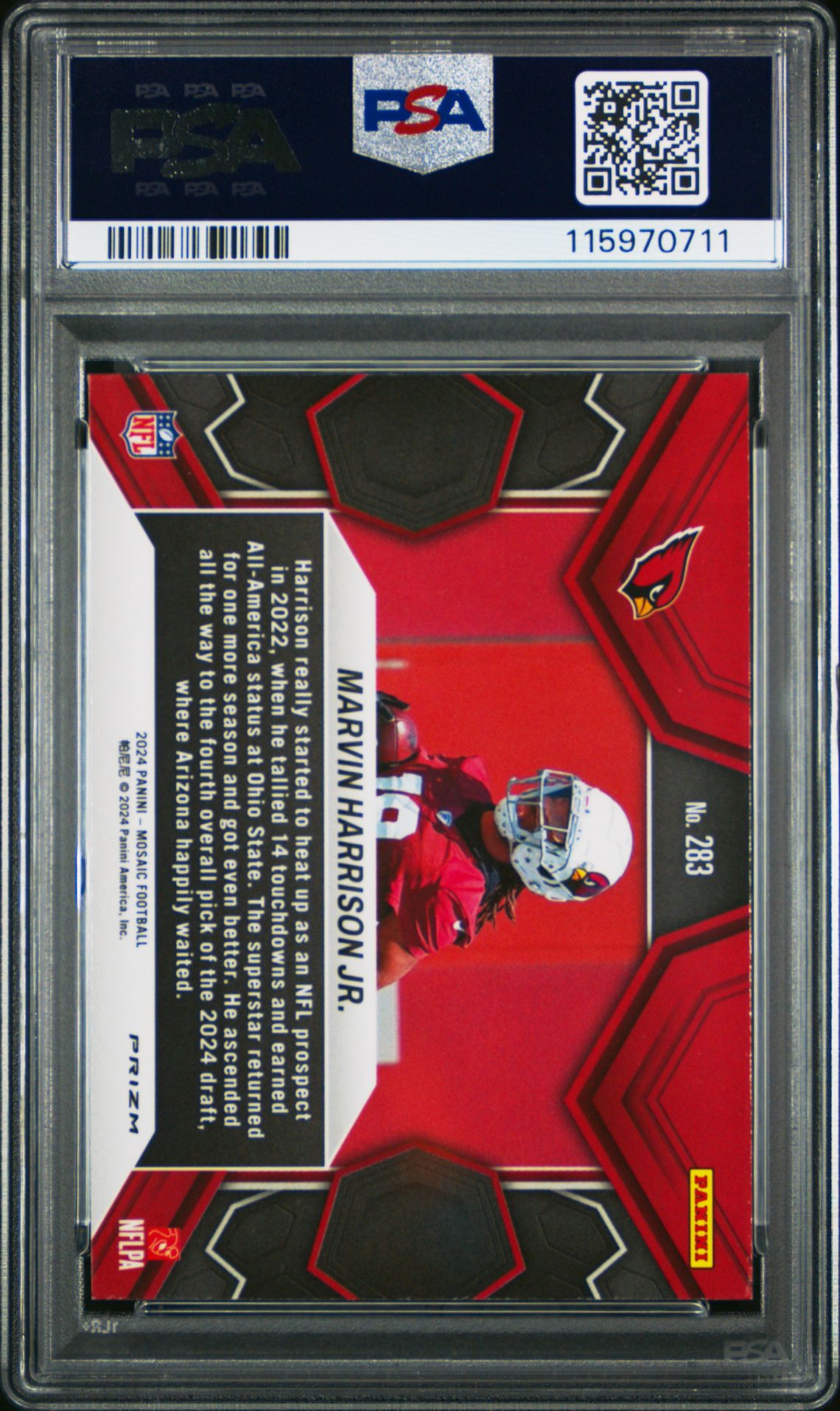 2024 Panini Mosaic Marvin Harrison Jr. #283 (Reactive Blue) Mint 9 back