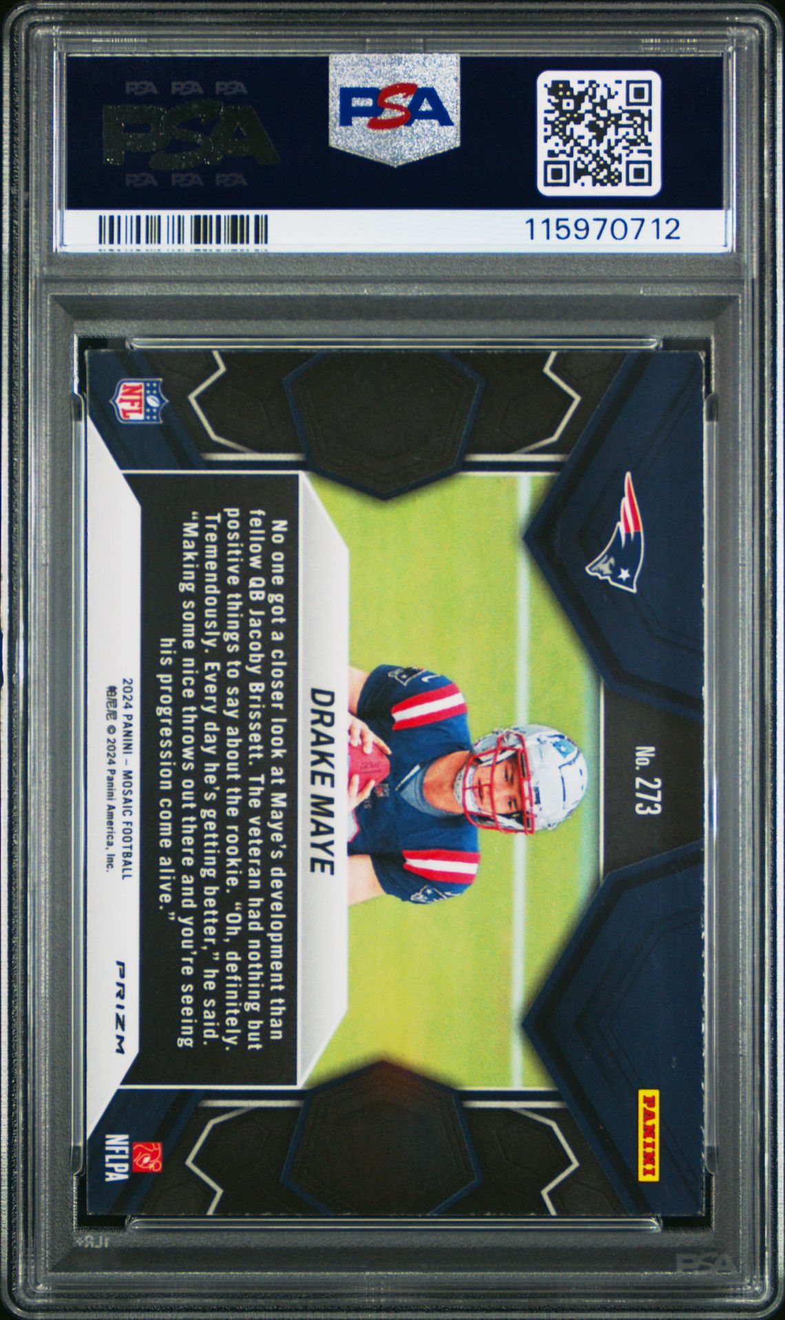 2024 Panini Mosaic Drake Maye #273 (Mosaic) Gem Mt 10 back