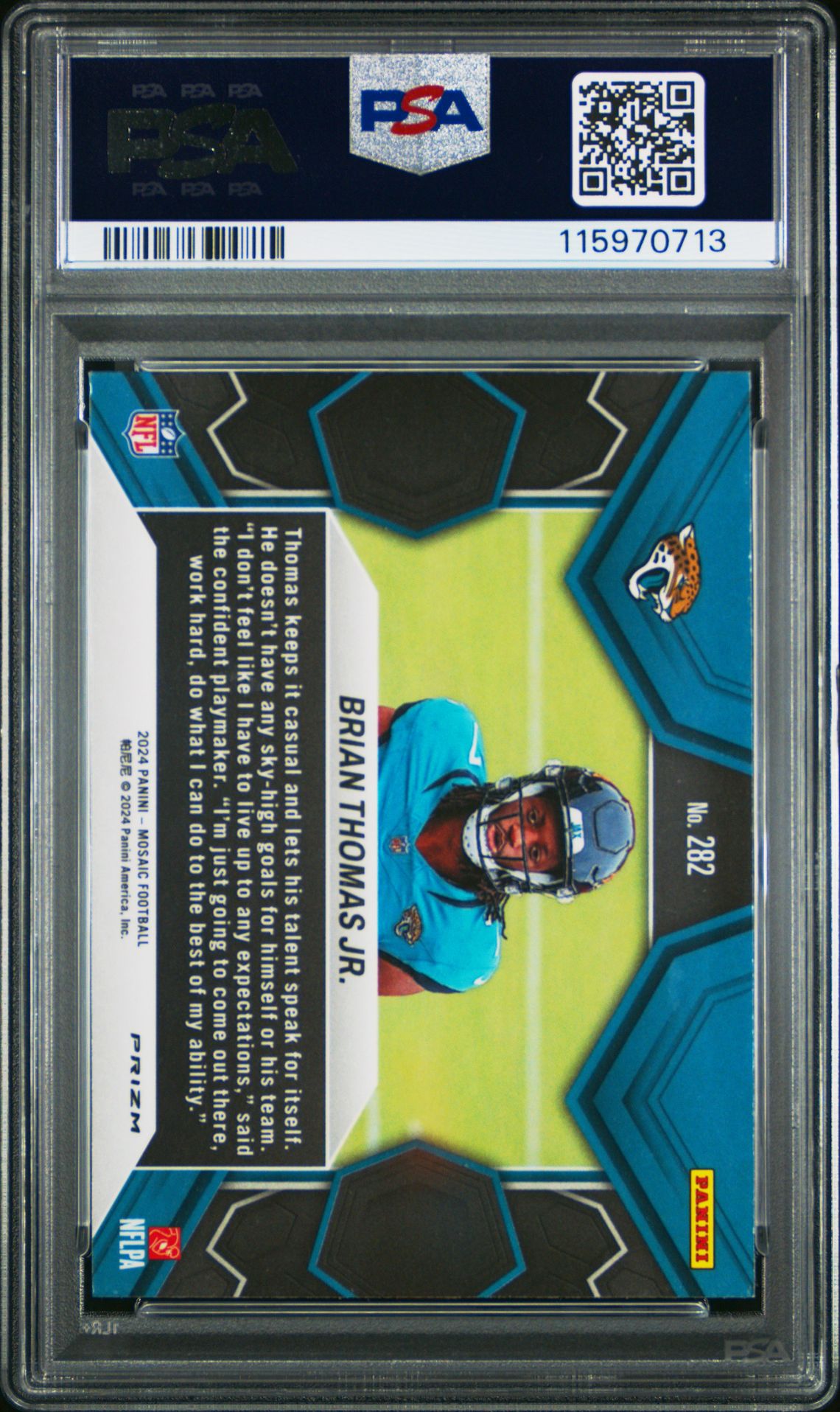 2024 Panini Mosaic Brian Thomas Jr. #282 (Camo Pink) Mint 9 back