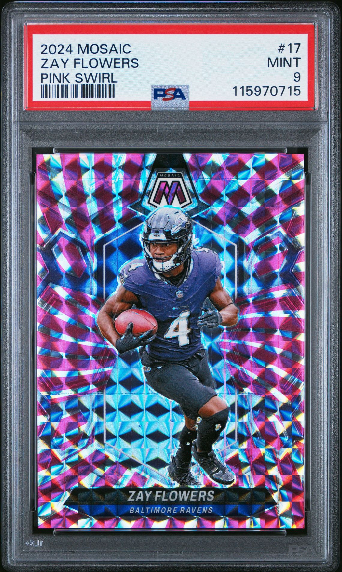 2024 Panini Mosaic Zay Flowers #17 (Pink Swirl) Mint 9 front