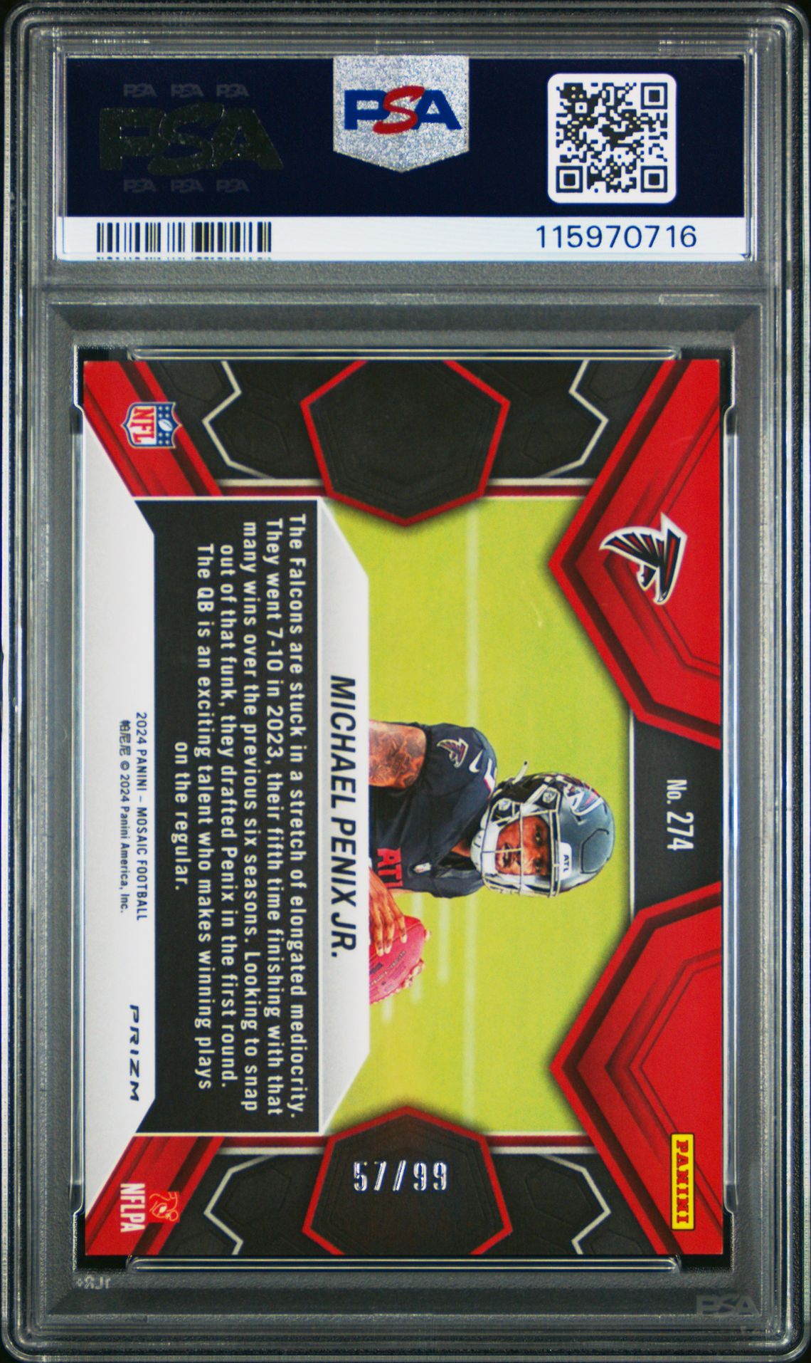 2024 Panini Mosaic Michael Penix Jr. #274 (Blue) Mint 9 back