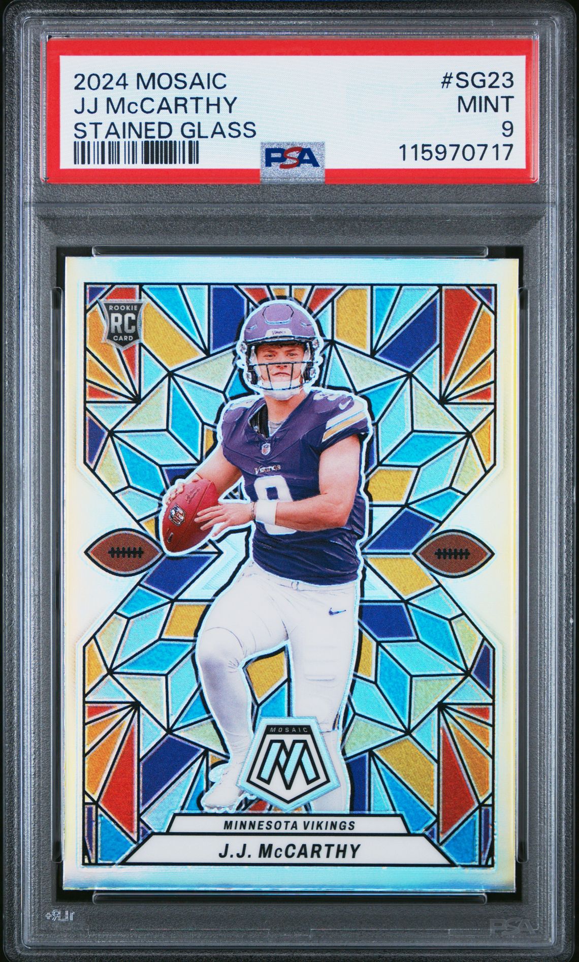 2024 Panini Mosaic Stained Glass Jj Mccarthy #Sg23 Mint 9 front