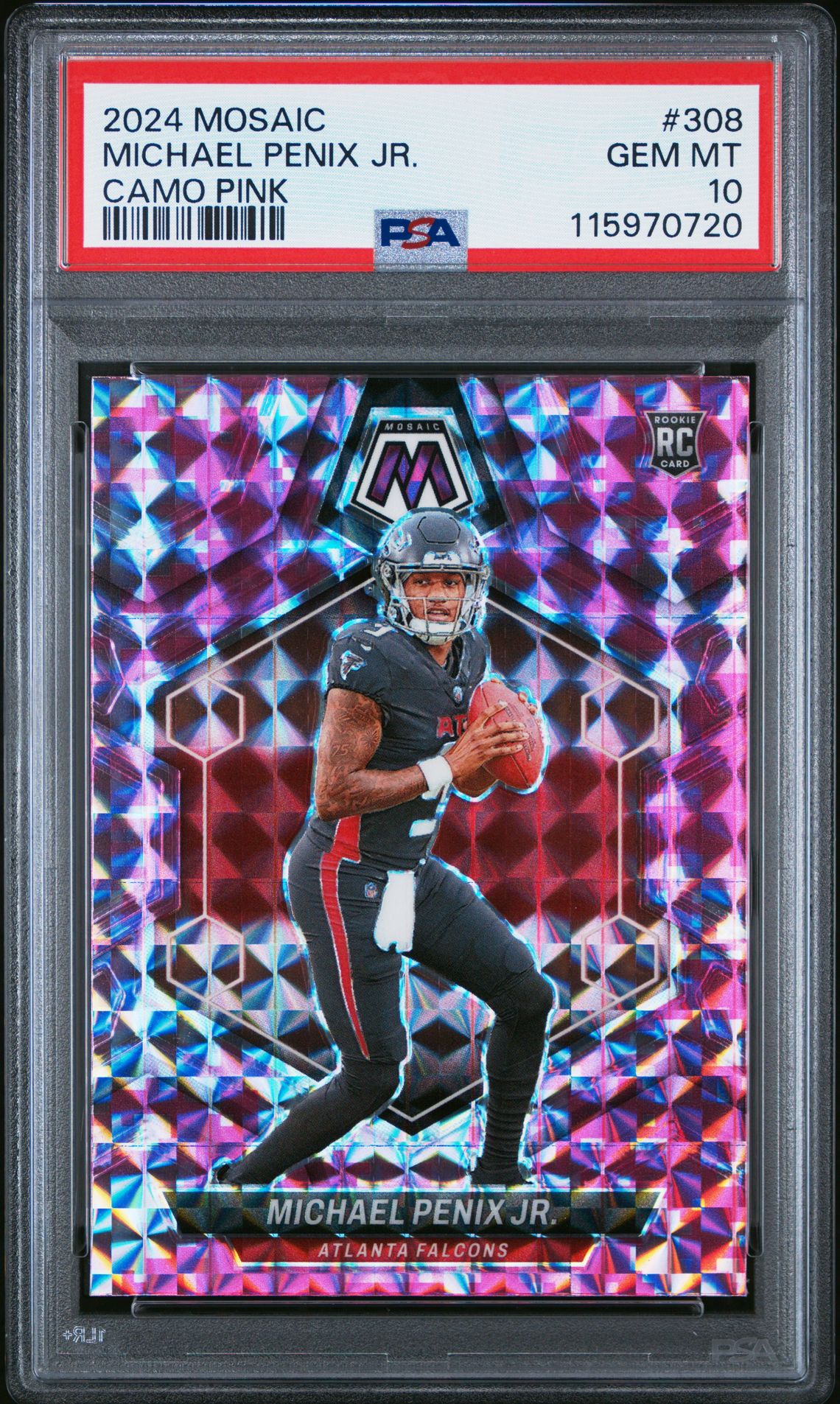 2024 Panini Mosaic Michael Penix Jr. #308 (Camo Pink) Gem Mt 10 front